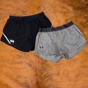 Under Armour Women’s Dual Pack Athletic Shorts — Black & Heather Gray “NEW”